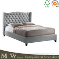 french style upholstered linen platform bed, fabric linen bed, linen platform bed